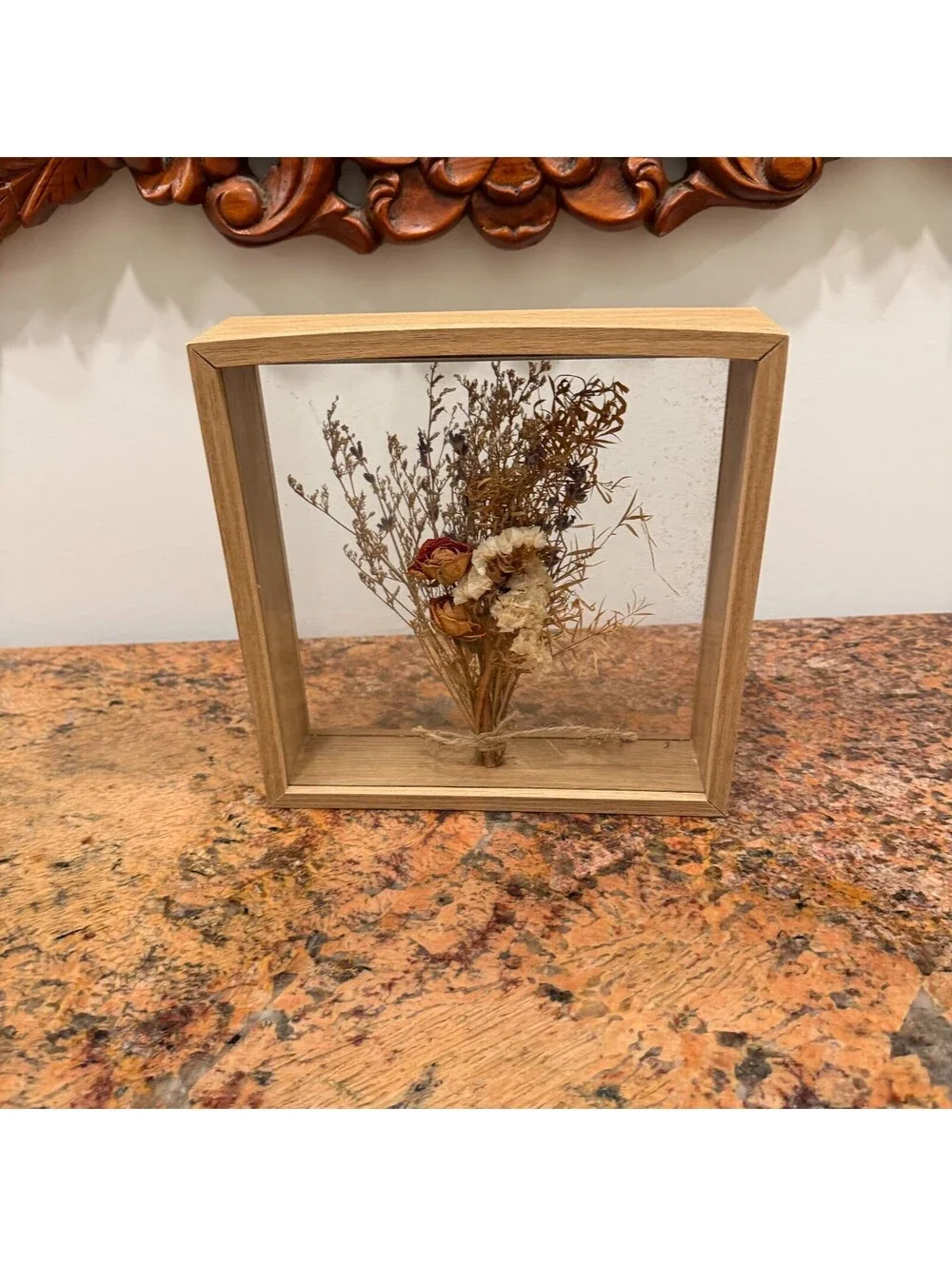 Wooden Framed Decorative Tabletop Dried Floral